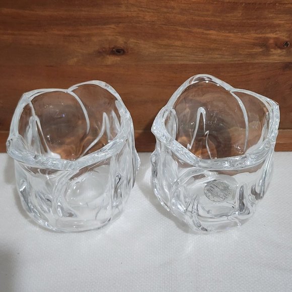 DePlomb Heavy Crystal Tulip Votive Candle Holder 4" tea light glass floral shape - Picture 2 of 10